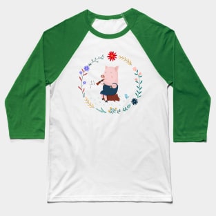 Flute Pig Baseball T-Shirt